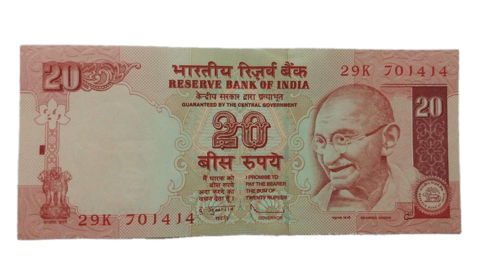 Twenty Rupee Note png transparent