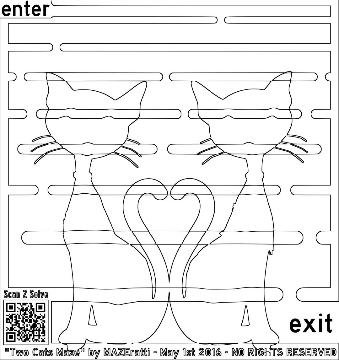 Two Cats Coloring Maze png transparent