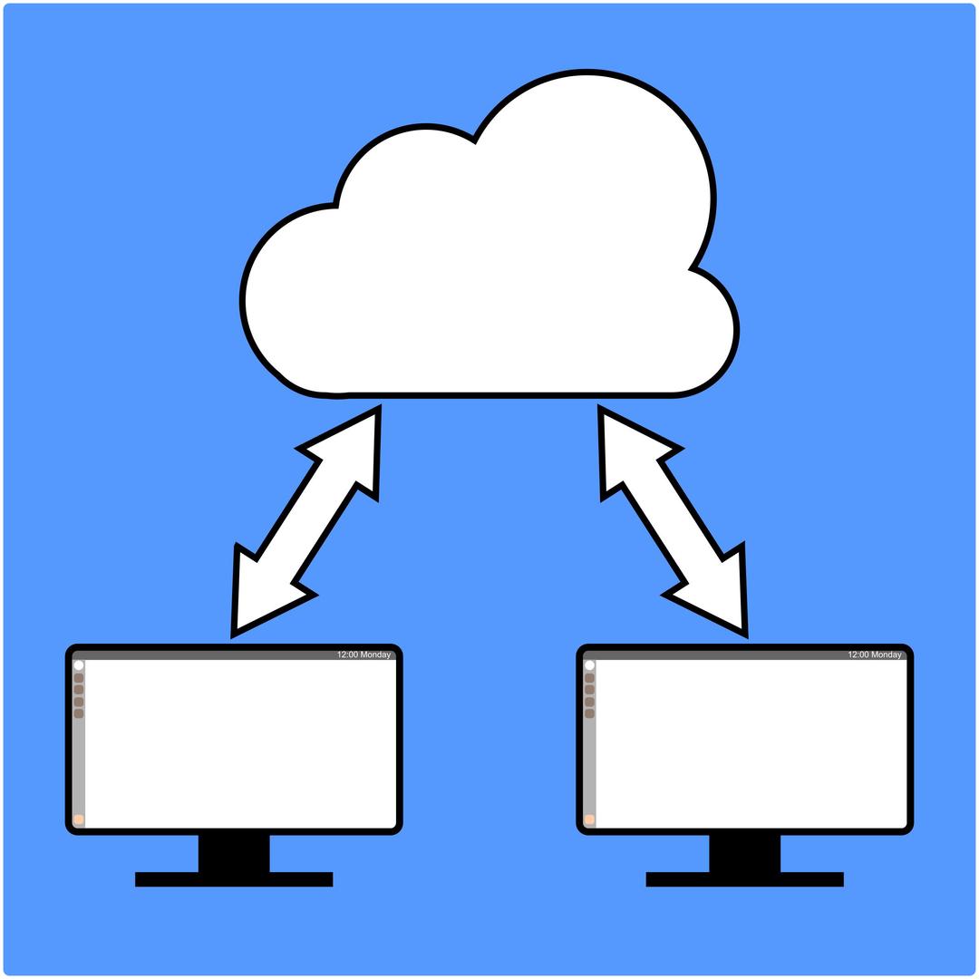 Two computers sharing using the cloud png transparent