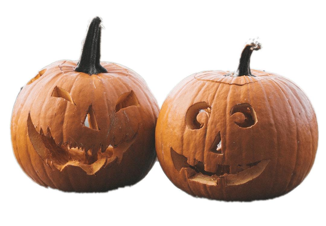 Two Halloween Pumpkins png transparent