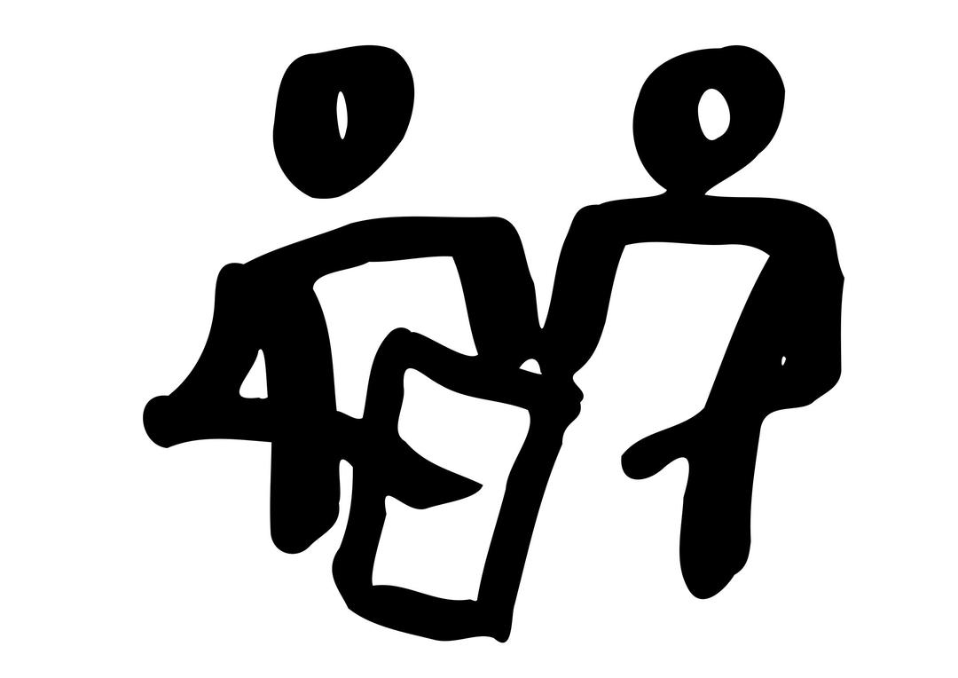 Two people standing up and looking at a clipboard png transparent