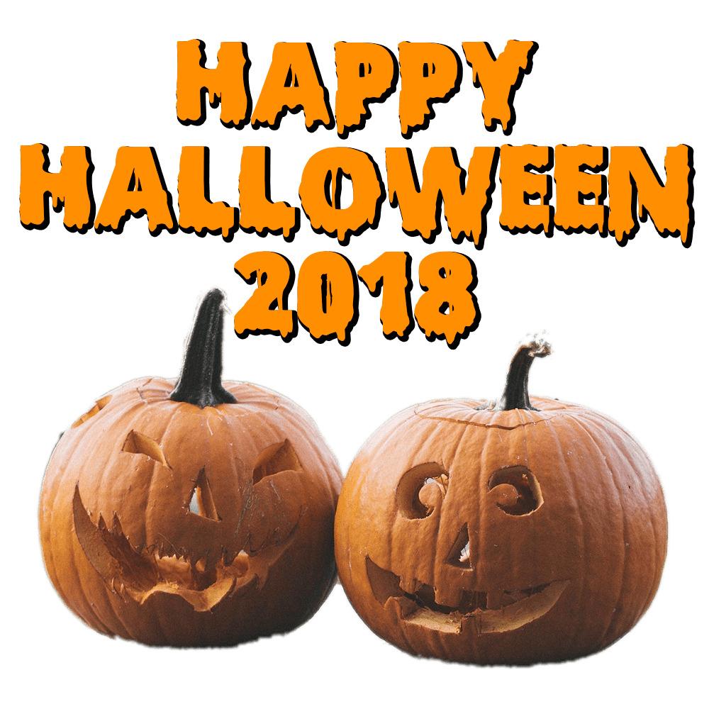 Two Pumpkins Happy Halloween 2018 png transparent