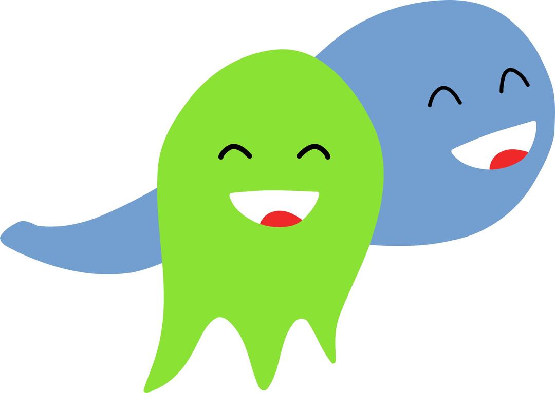 Two smiling ghosts png transparent
