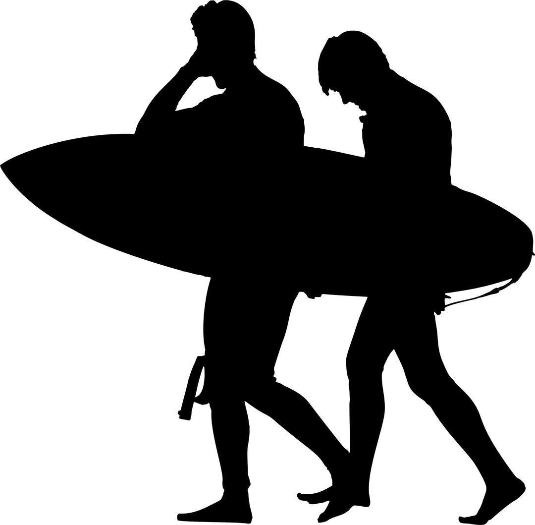 Two Surfers Silhouette png transparent