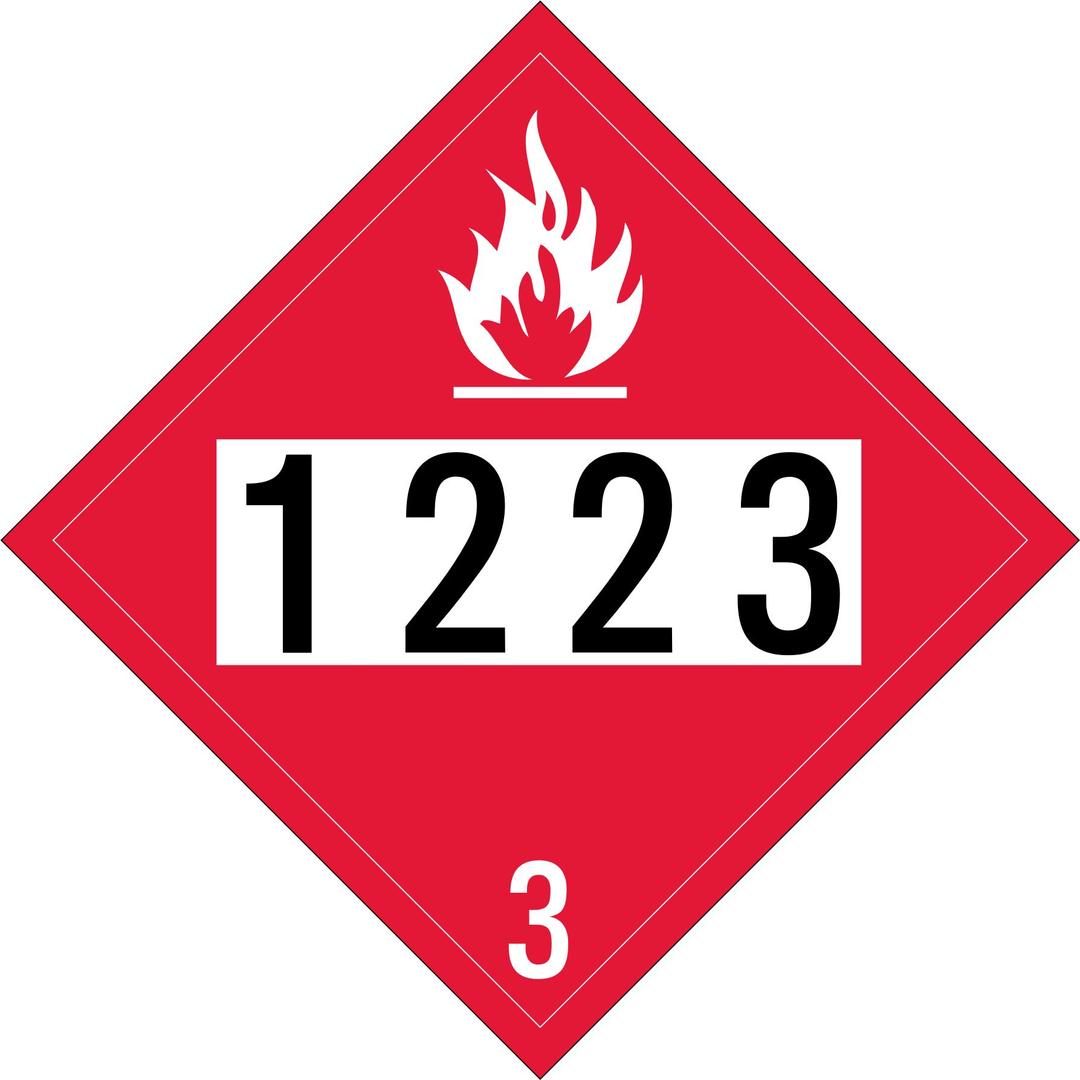 UN 1223 (Kerosene) Flammable Placard (Alpin Gothic CG3) png transparent