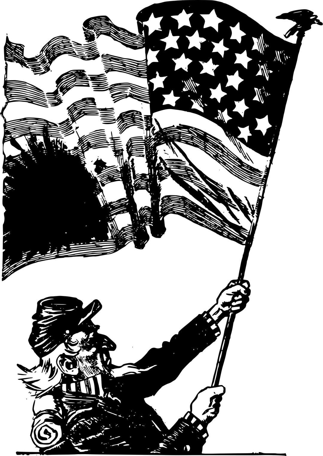 Uncle Sam and a Flag png transparent