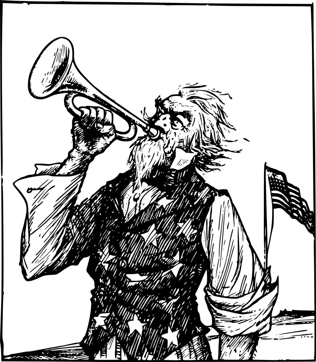 Uncle Sam with Bugle png transparent
