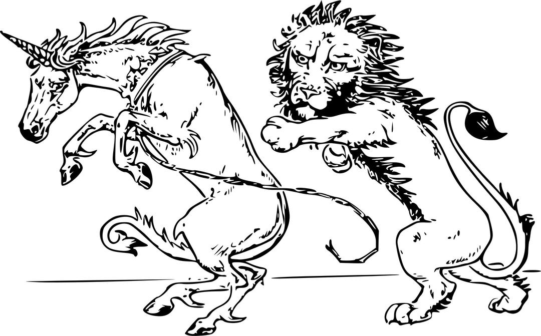 Unicorn and Lion png transparent