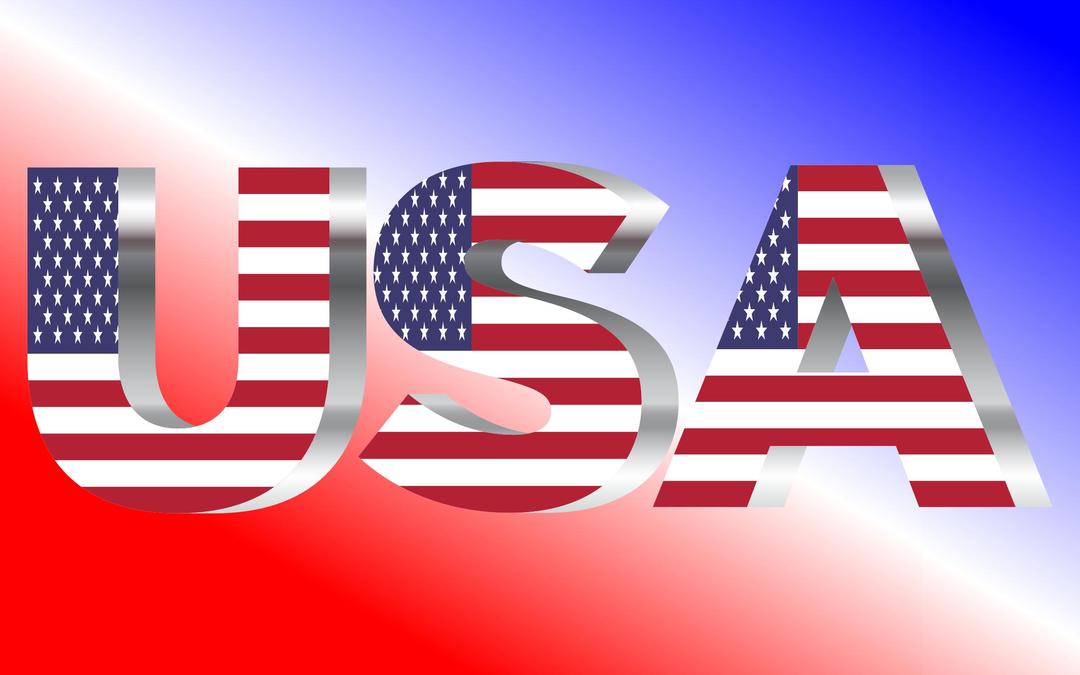 USA Flag Typography Chrome png transparent