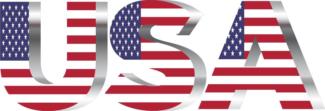 USA Flag Typography Chrome No Background png transparent