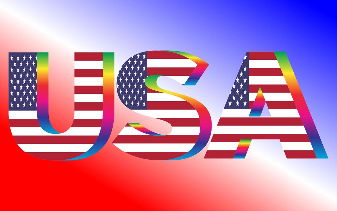 USA Flag Typography Rainbow png transparent