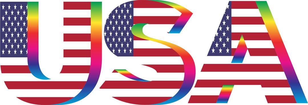 USA Flag Typography Rainbow No Background png transparent