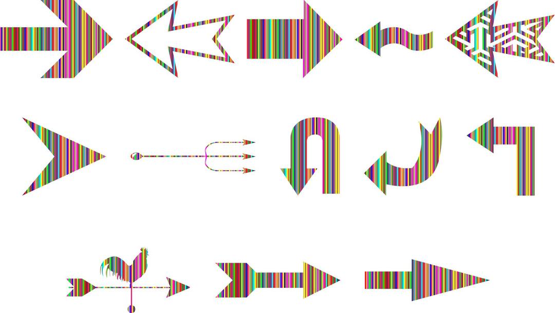 Variety Of Colorful Striped Arrows png transparent