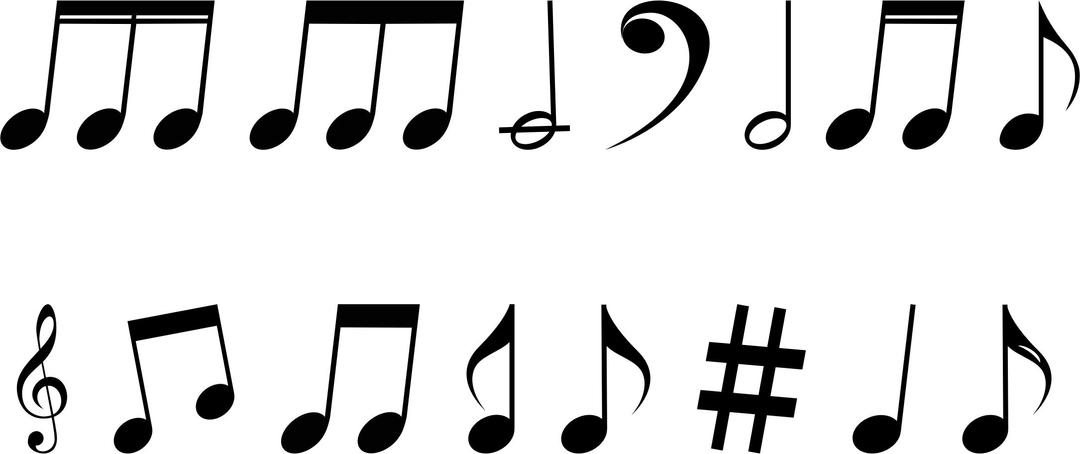 Variety Of Musical Notes Silhouette png transparent