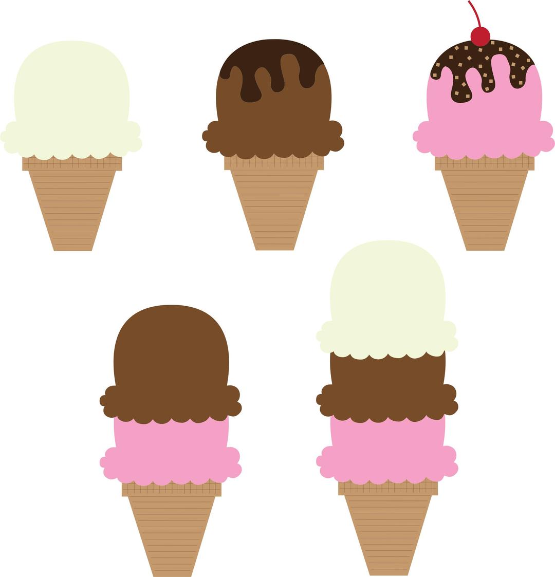 Various Flavors Ice Cream Cones png transparent