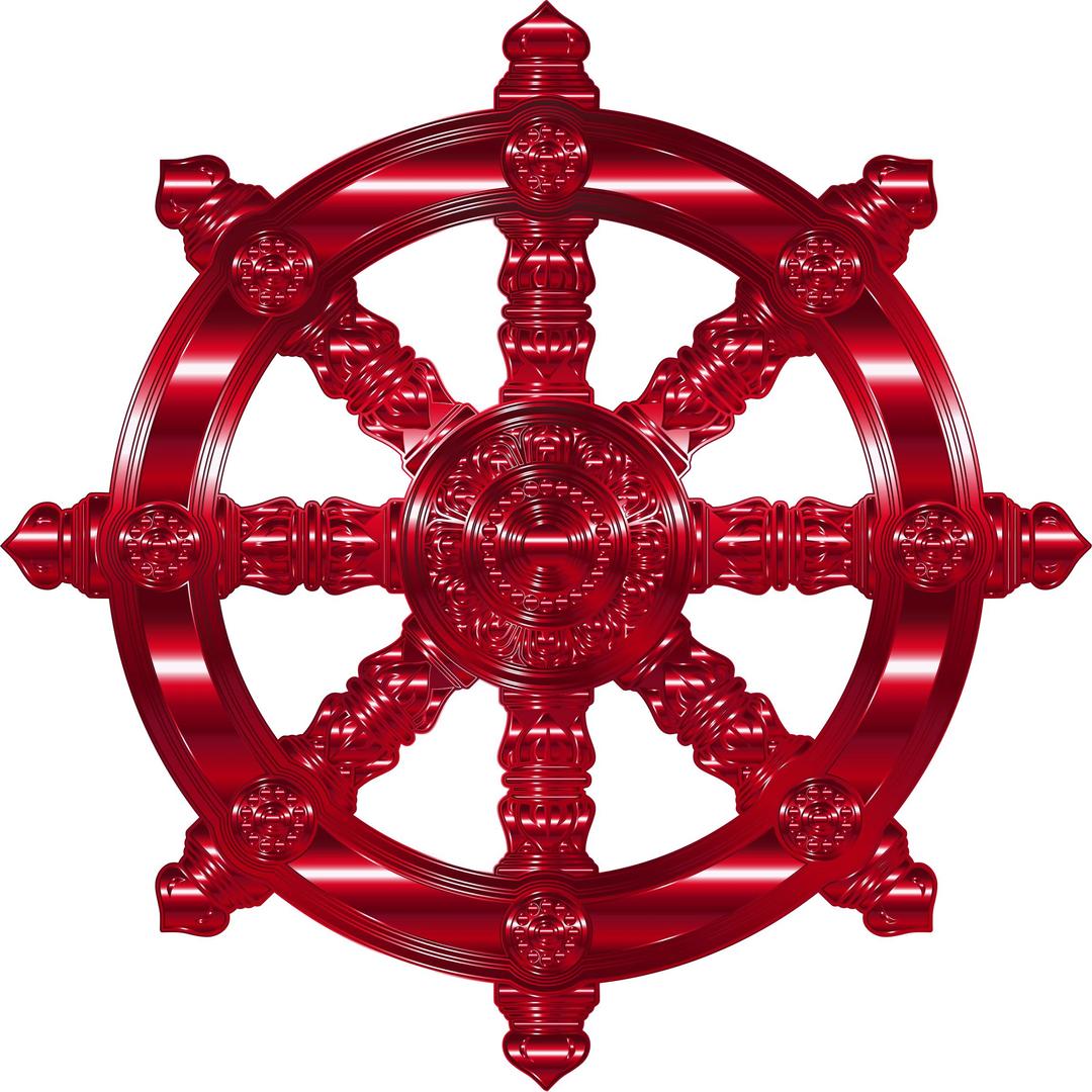 Vermillion Ornate Dharma Wheel png transparent