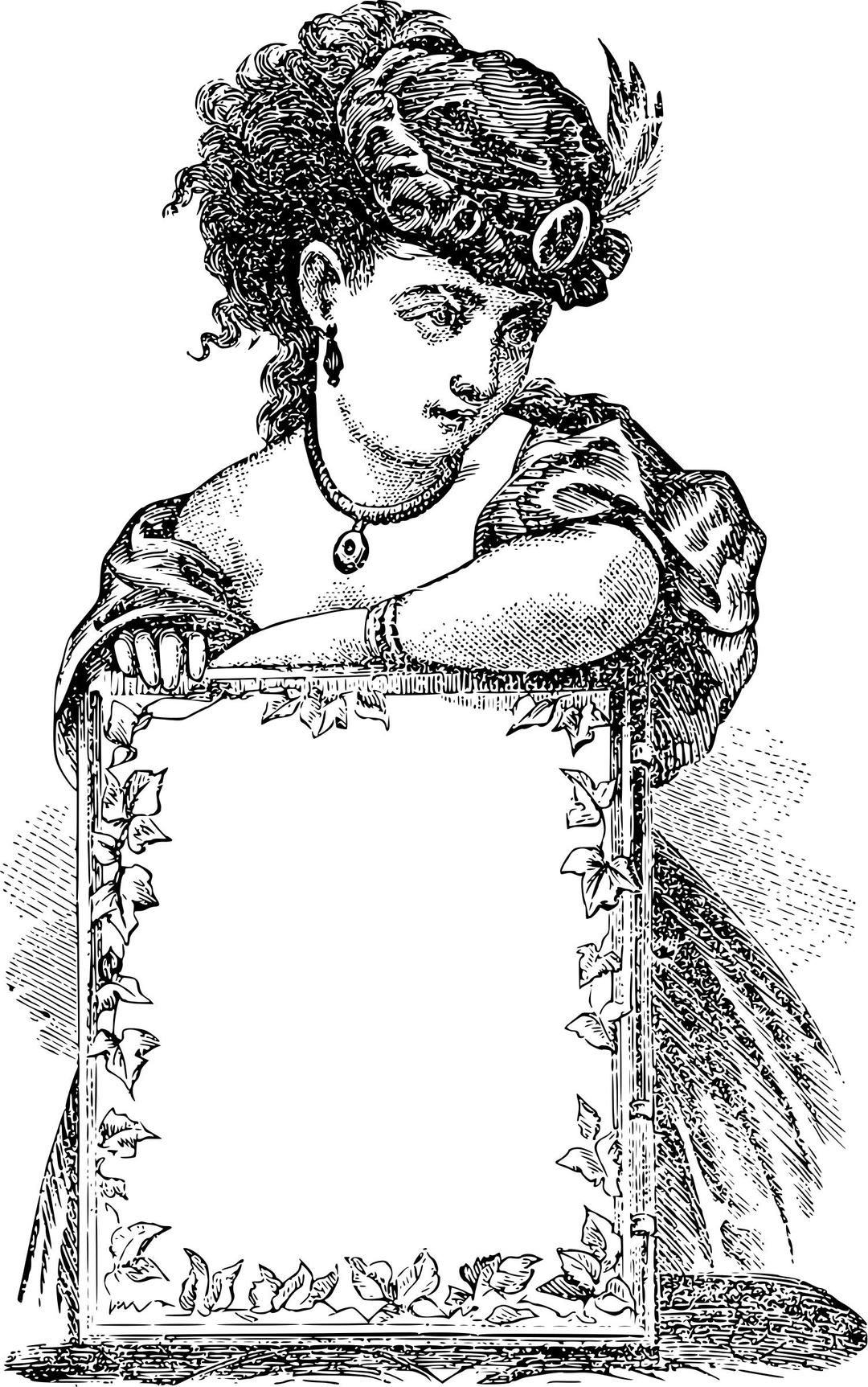 Victorian lady with frame png transparent