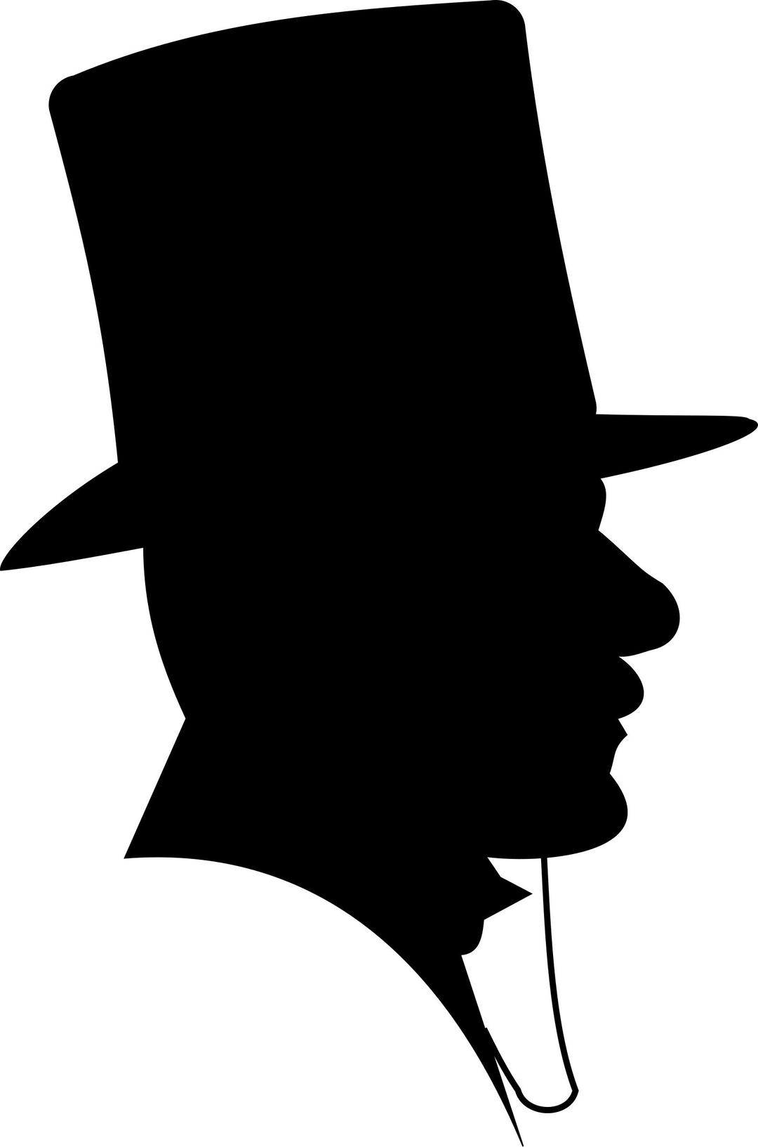 Victorian Man in Top Hat Silhoette Profile png transparent