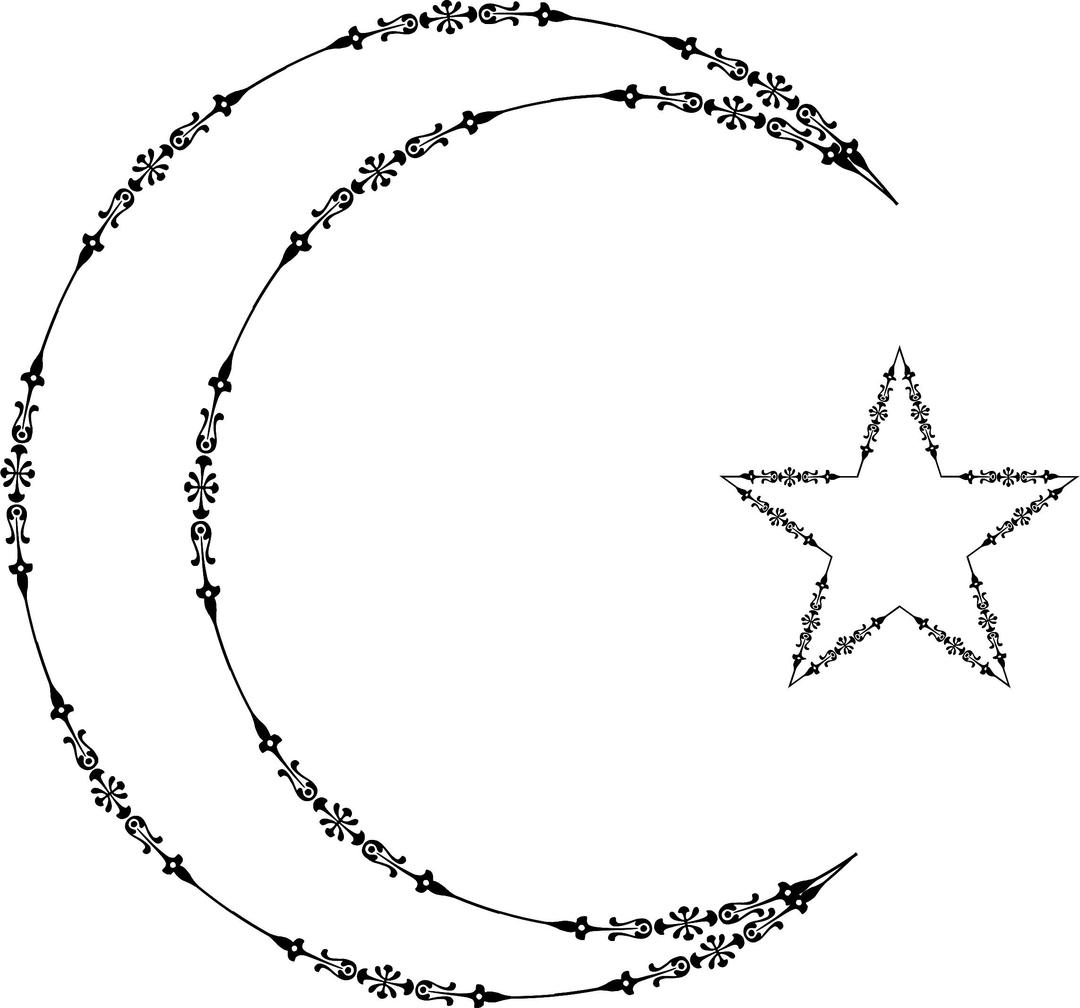 Victorian Style Crescent Moon And Star png transparent
