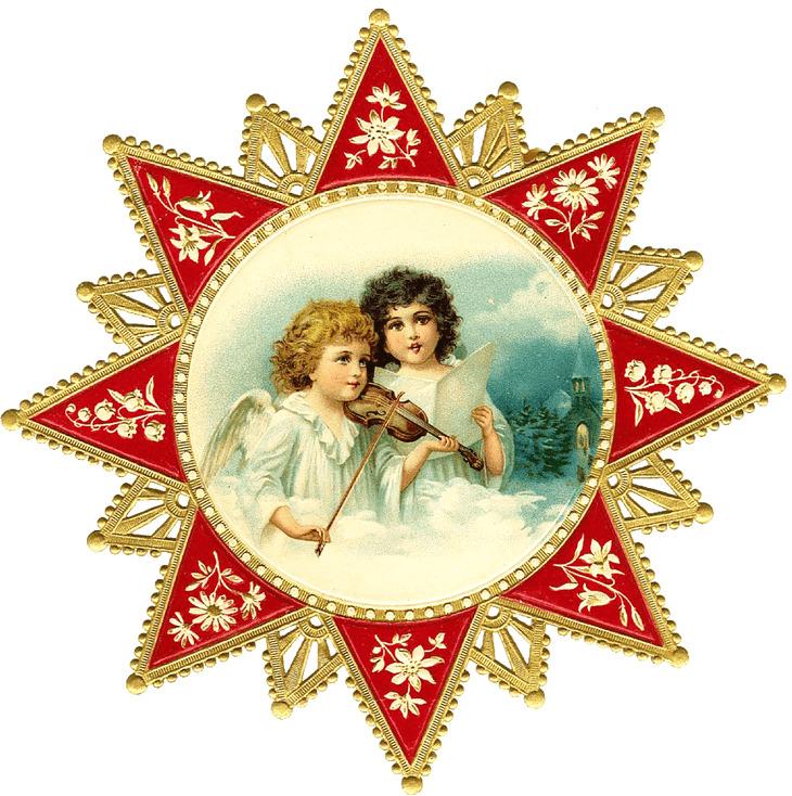 Victorian Vintage Cherubins In A Star png transparent