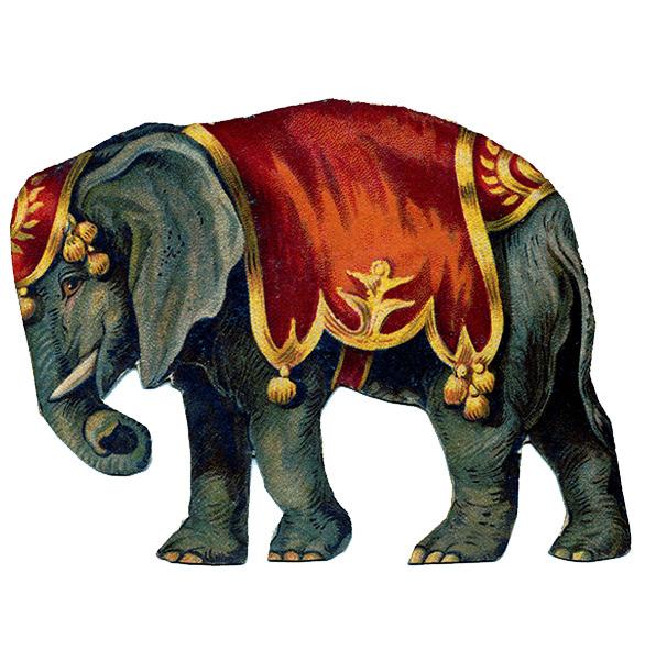 Victorian Vintage Circus Elephant png transparent