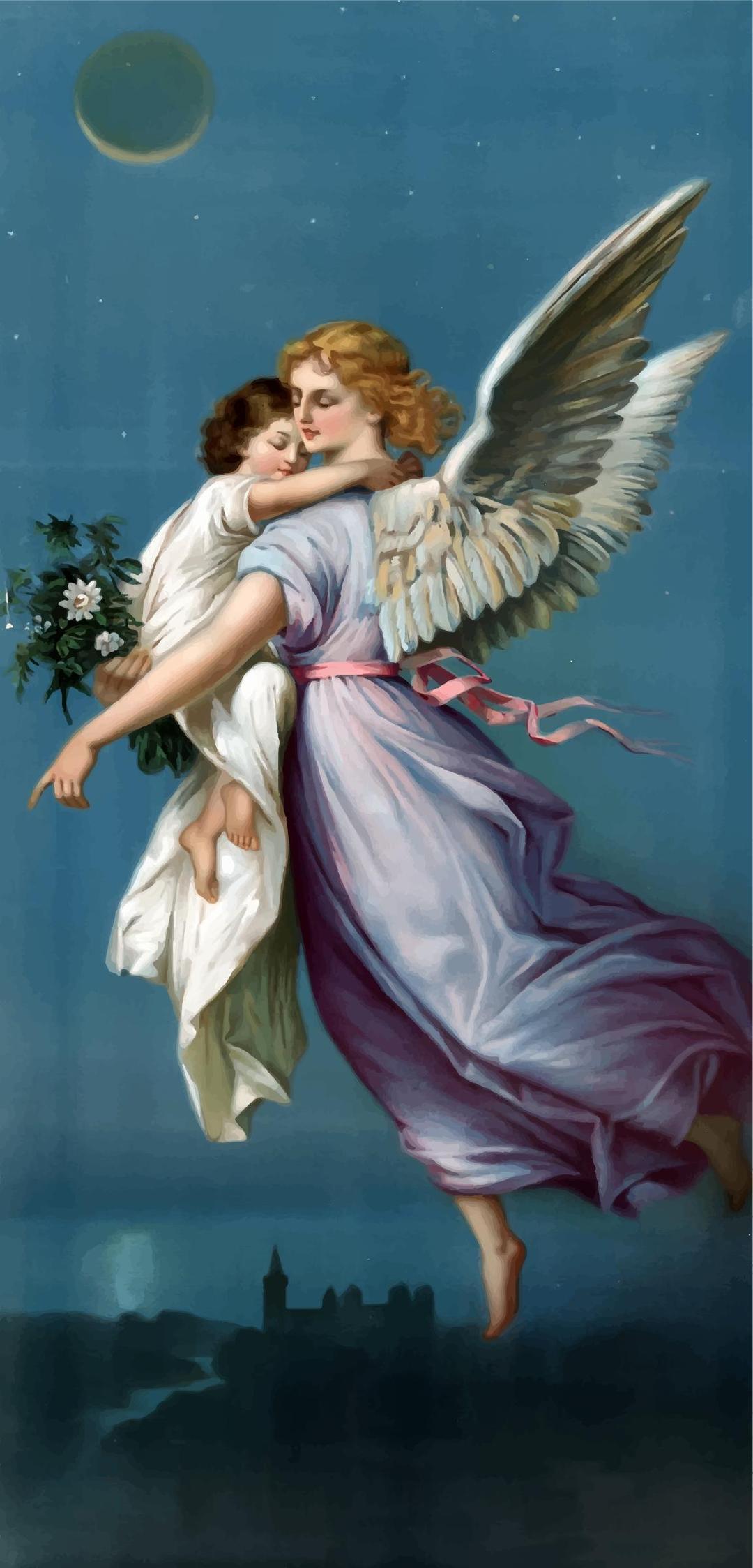 Vintage Angel And Child Illustration png transparent