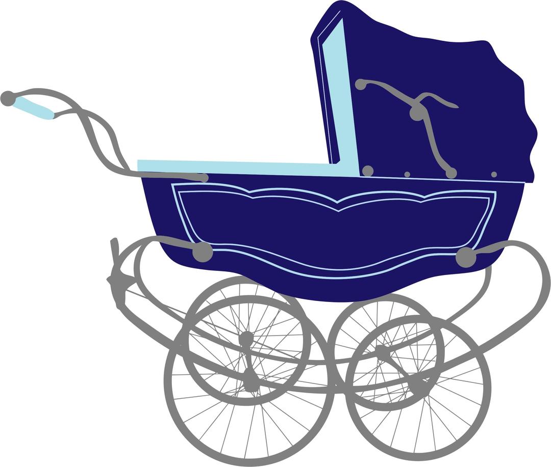 Vintage Blue Baby Stroller Carriage png transparent