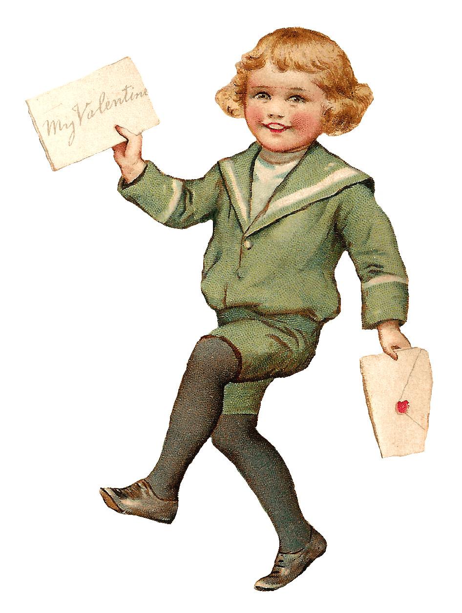 Vintage Boy With Valentine Letter png transparent