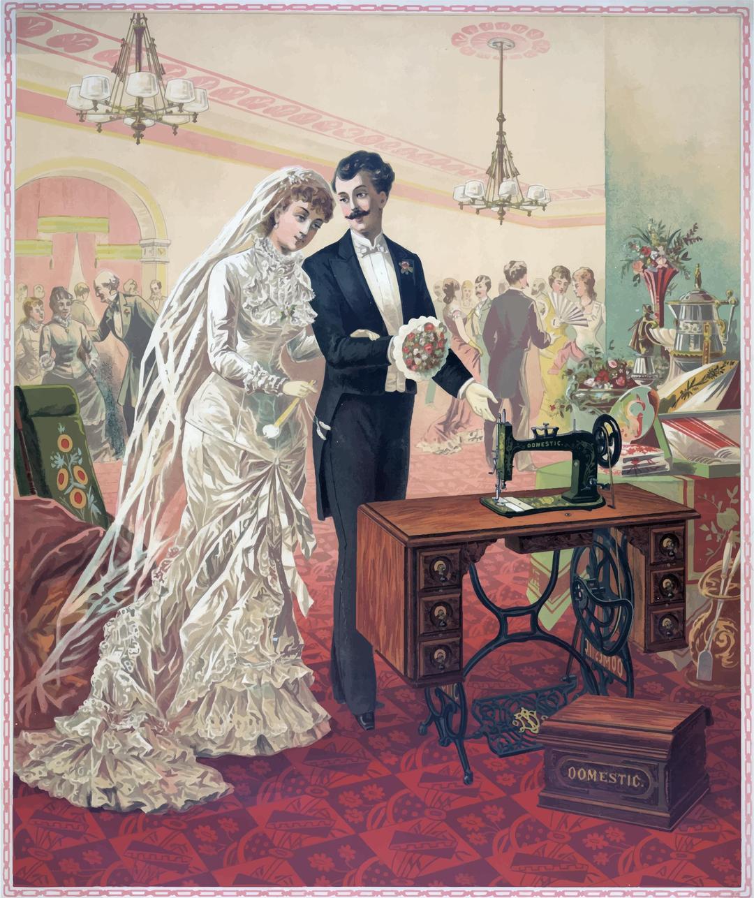 Vintage Bride And Groom Illustration png transparent