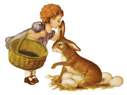 Vintage Bunny and Eggs Clipart png transparent