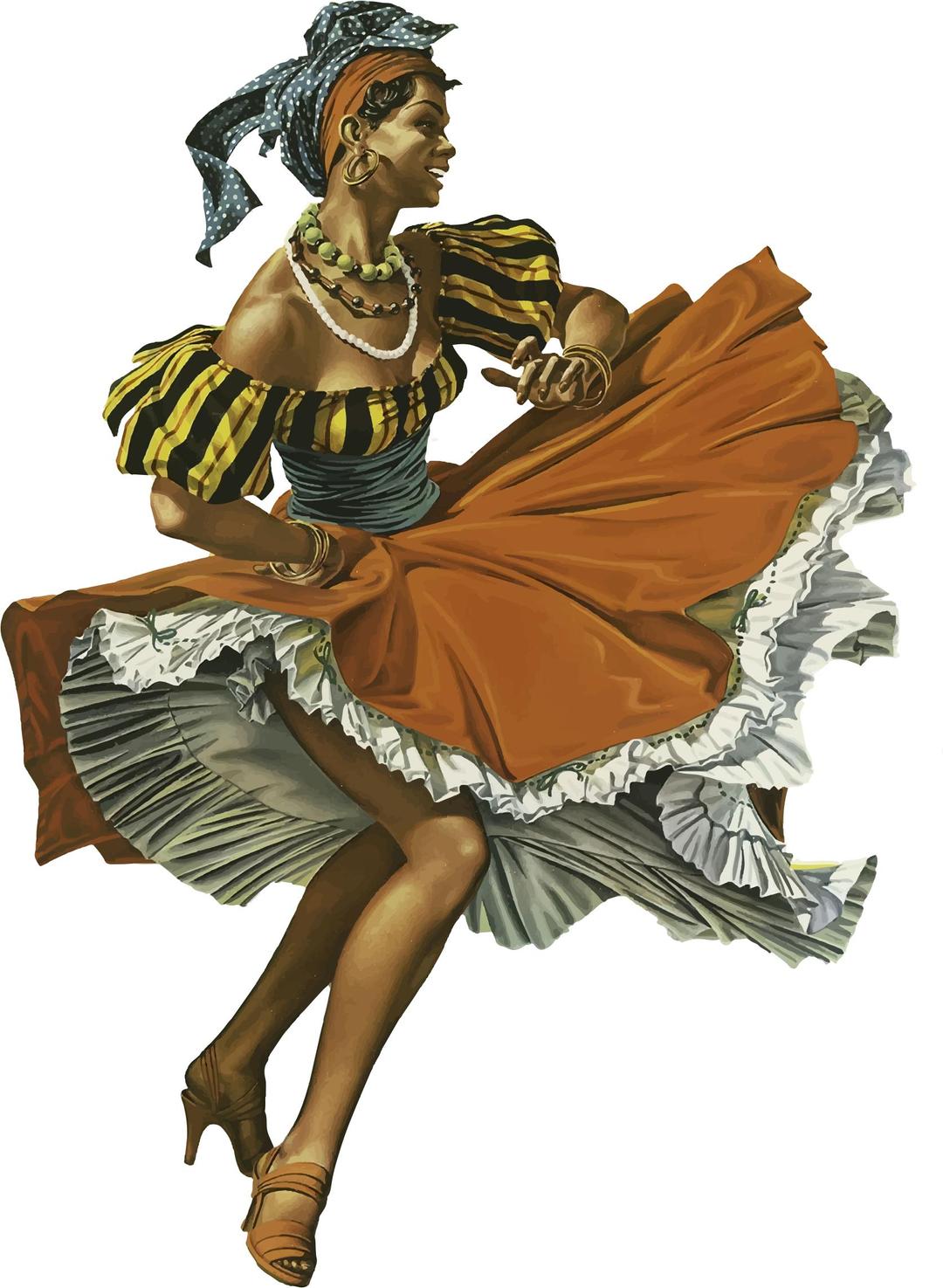 Vintage Caribbean Dancing Woman png transparent