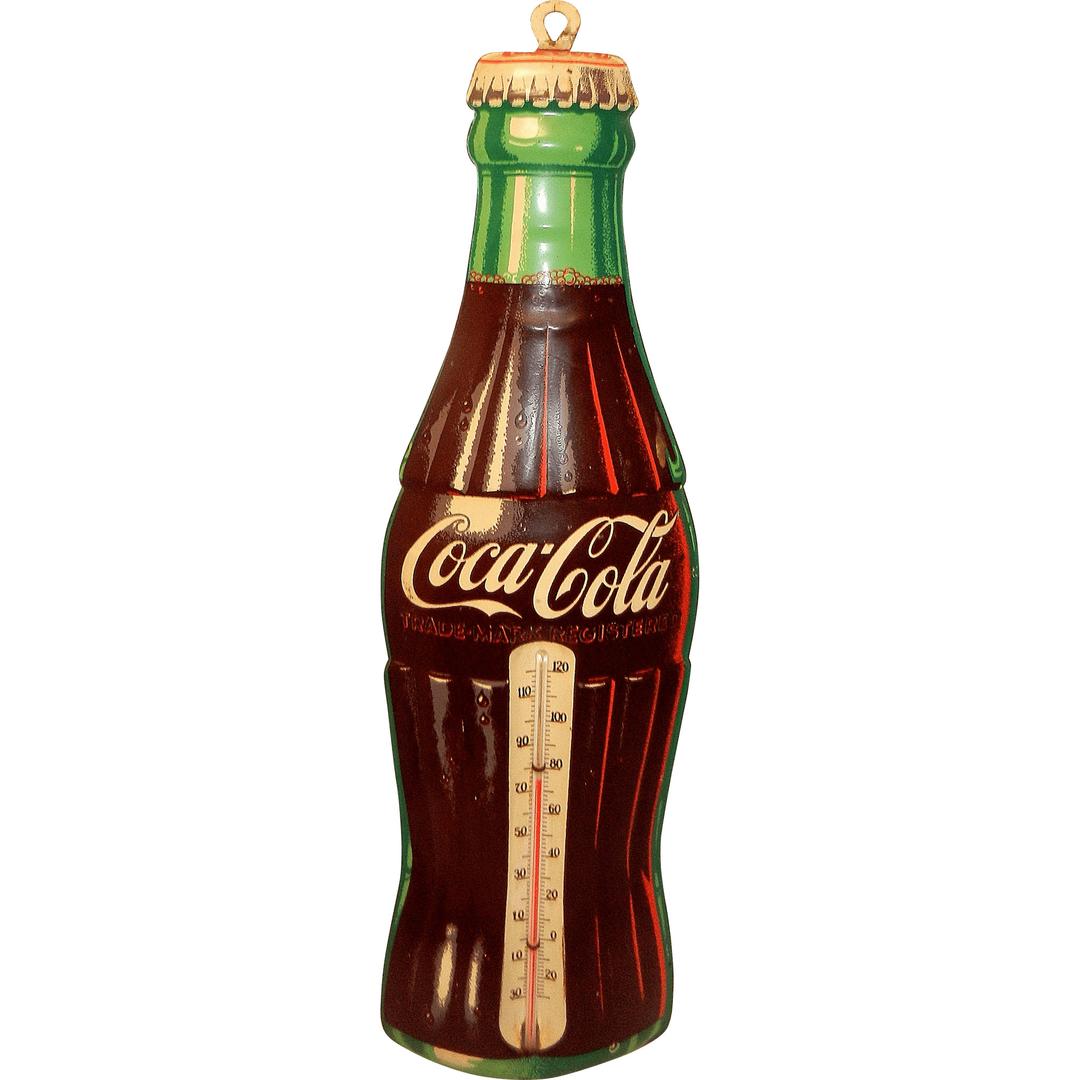 Vintage Coca Cola Tin Thermometer png transparent