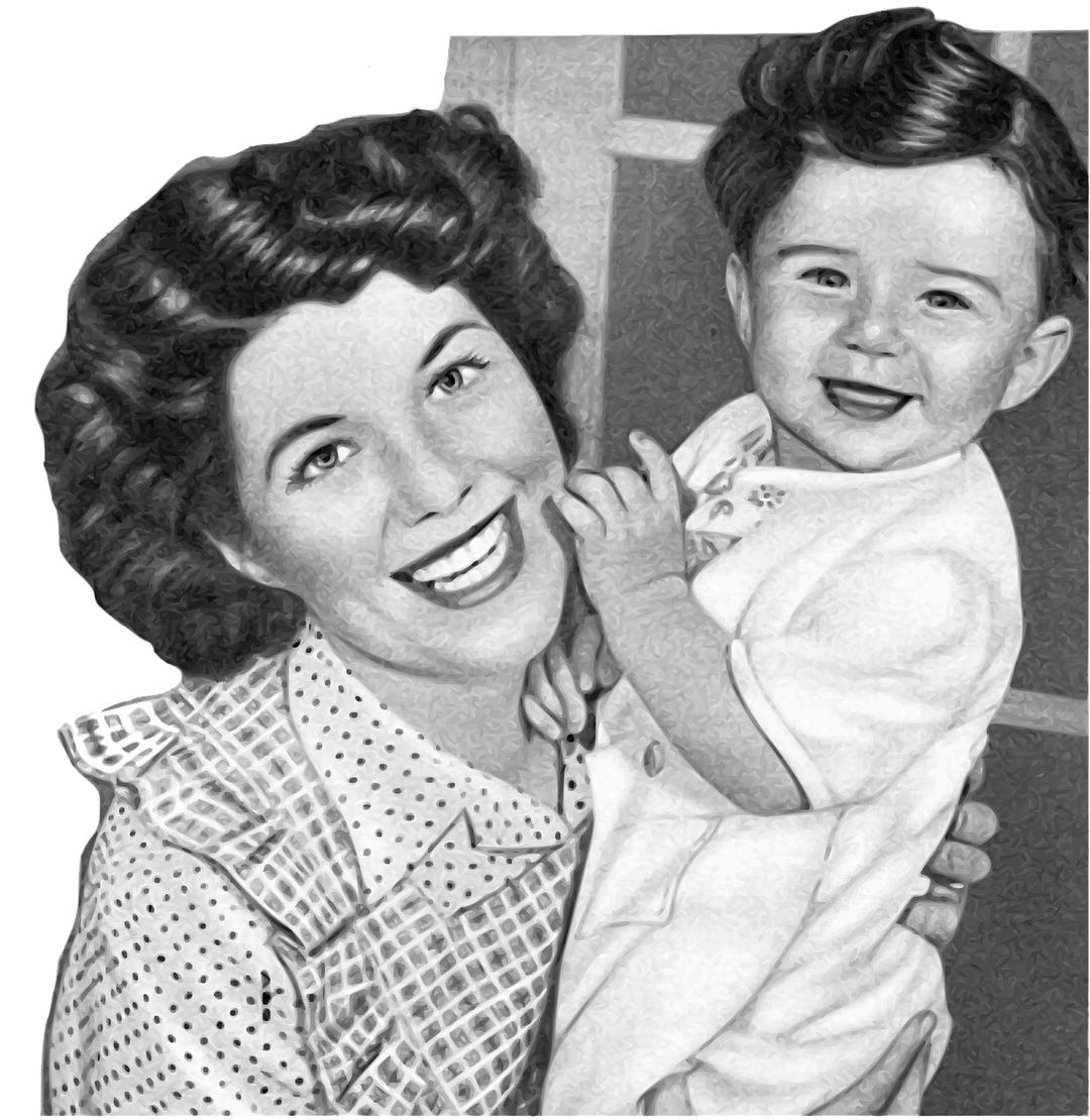 Vintage Mother and Son png transparent