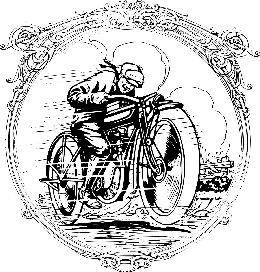 Vintage motorcycle in a frame png transparent