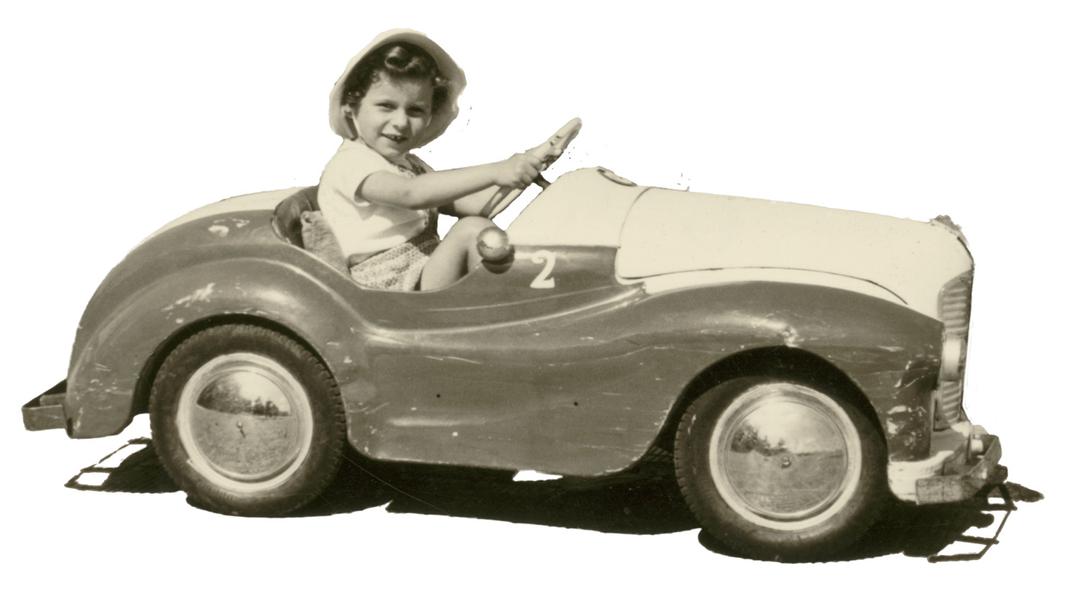 Vintage Photo Of A Kid In Toy Car png transparent
