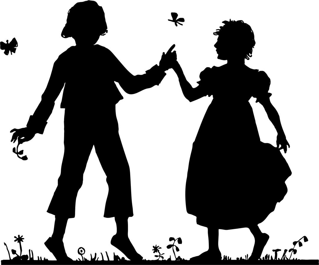 Vintage Silhouette Of A Boy And Girl png transparent