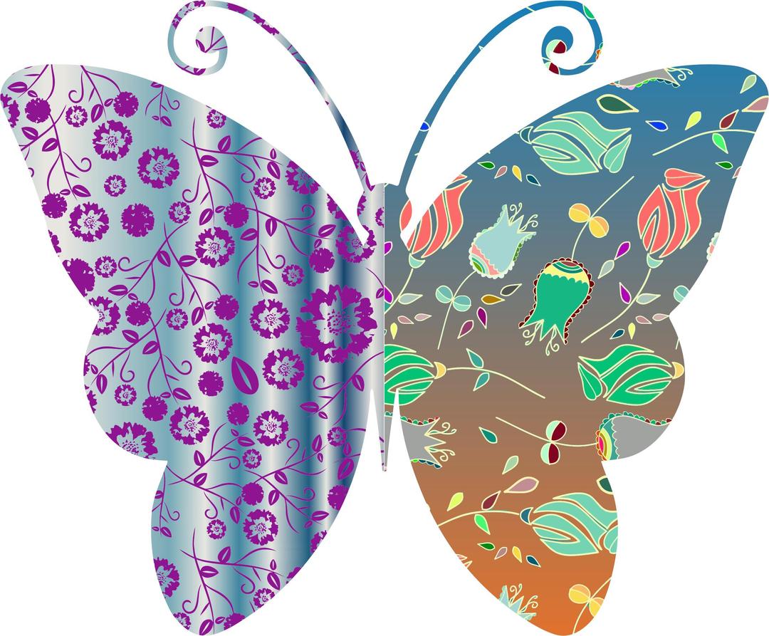 Vintage Style Floral Butterfly png transparent