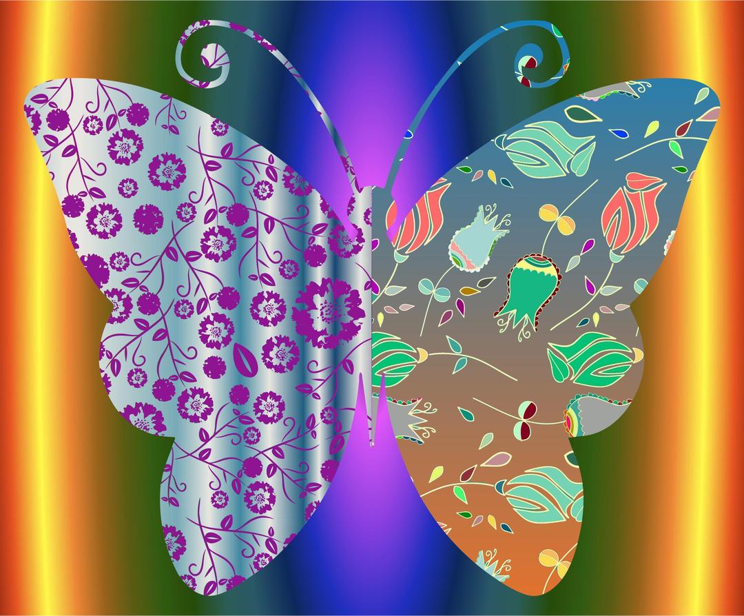 Vintage Style Floral Butterfly With Background png transparent