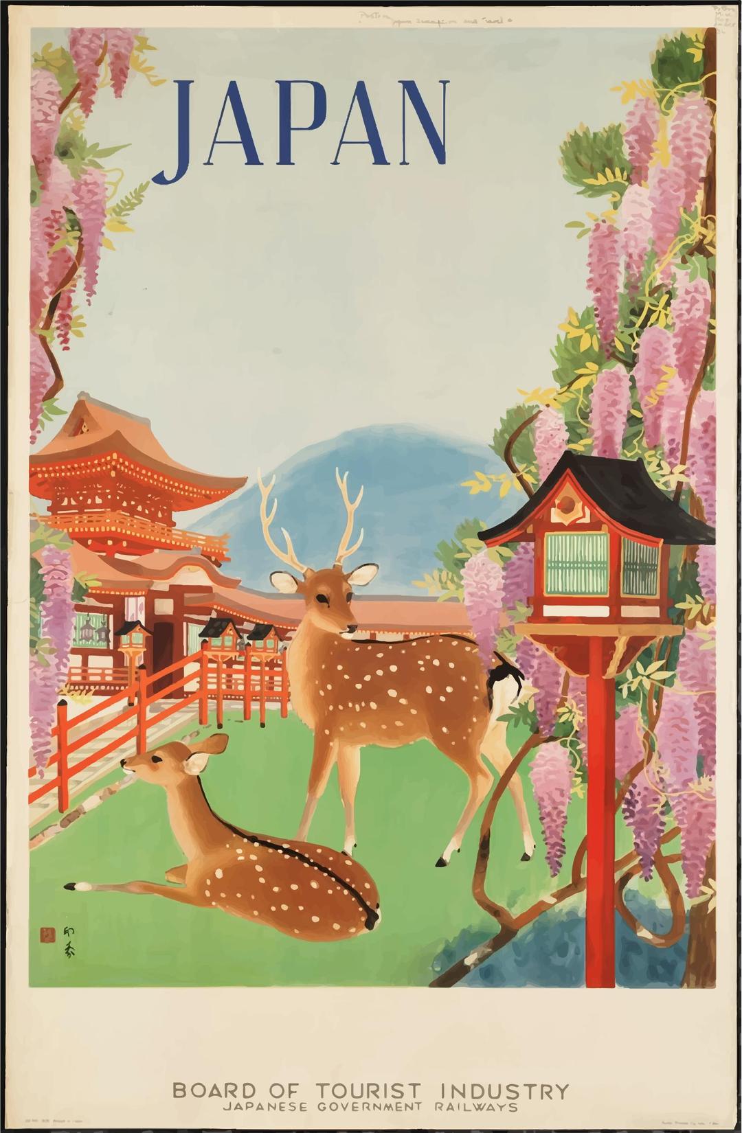 Vintage Travel Poster 1930s Japan png transparent