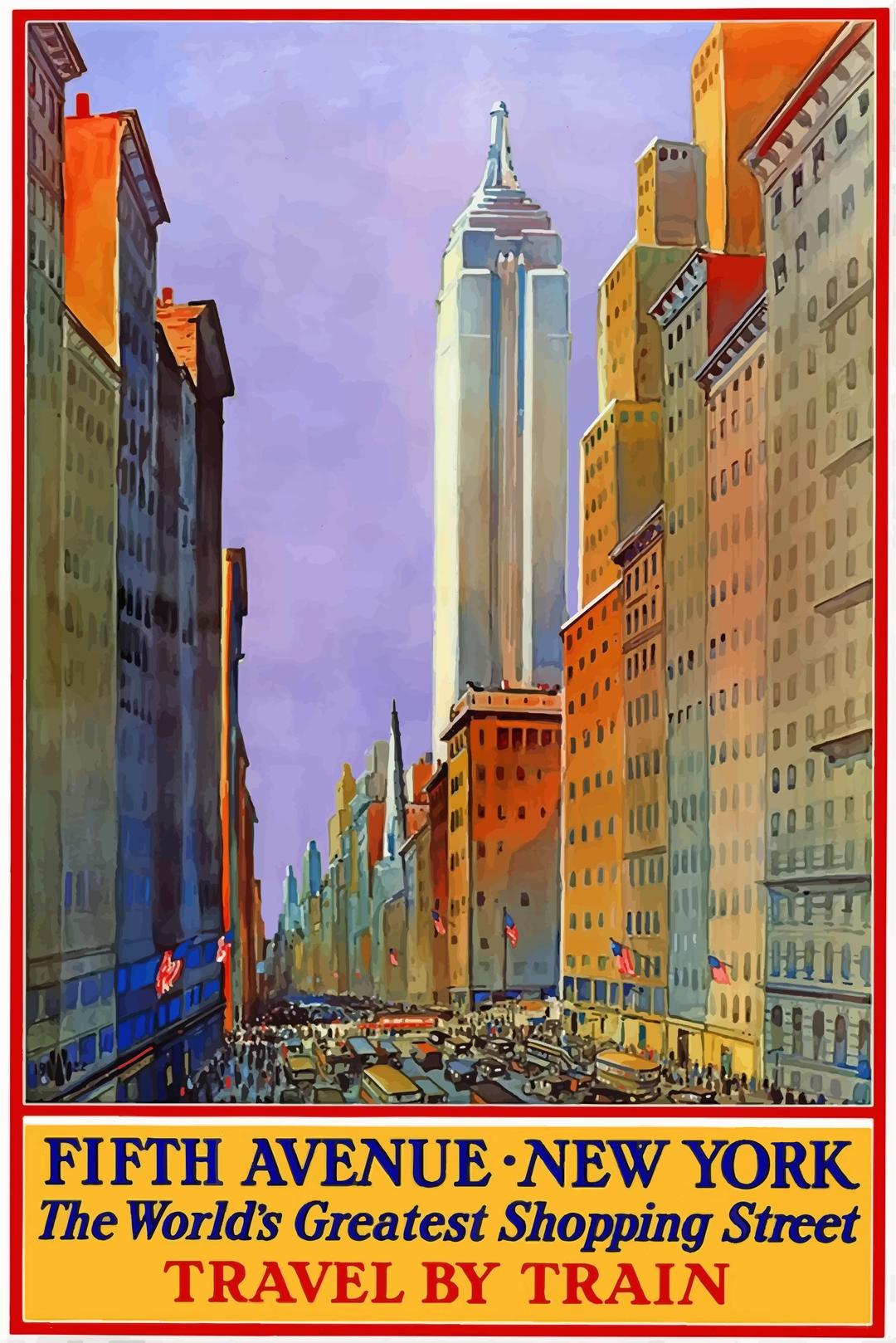 Vintage Travel Poster 5th Avenue New York png transparent