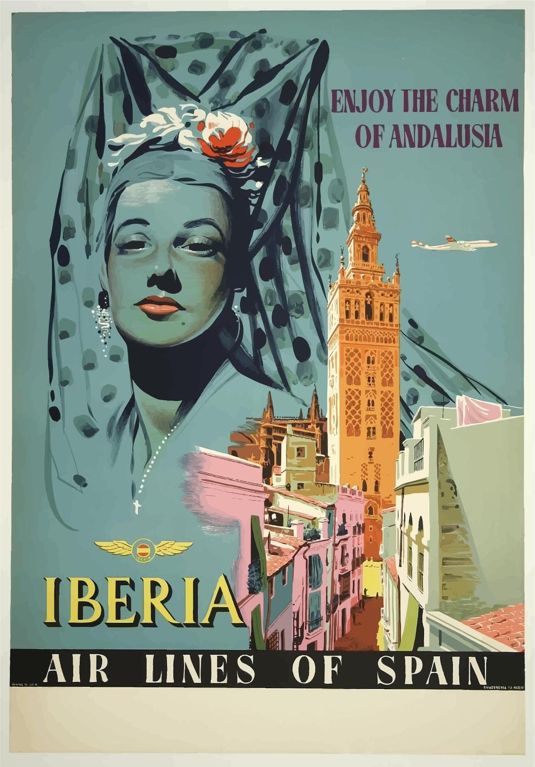 Vintage Travel Poster Andalusia Spain png transparent