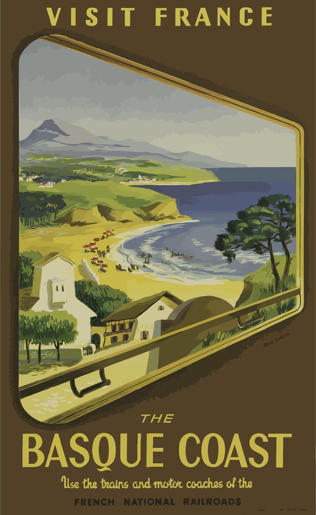 Vintage Travel Poster Basque Coast France png transparent