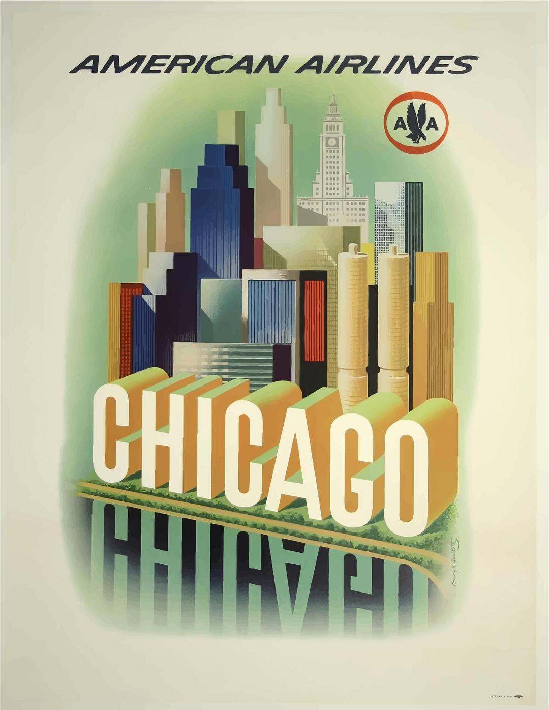 Vintage Travel Poster Chicago USA png transparent