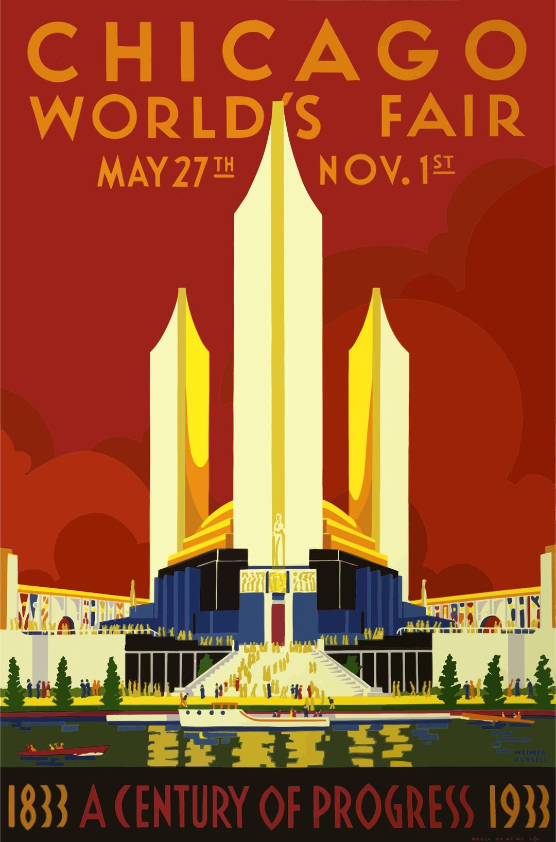 Vintage Travel Poster Chicago Worlds Fair 1933 png transparent