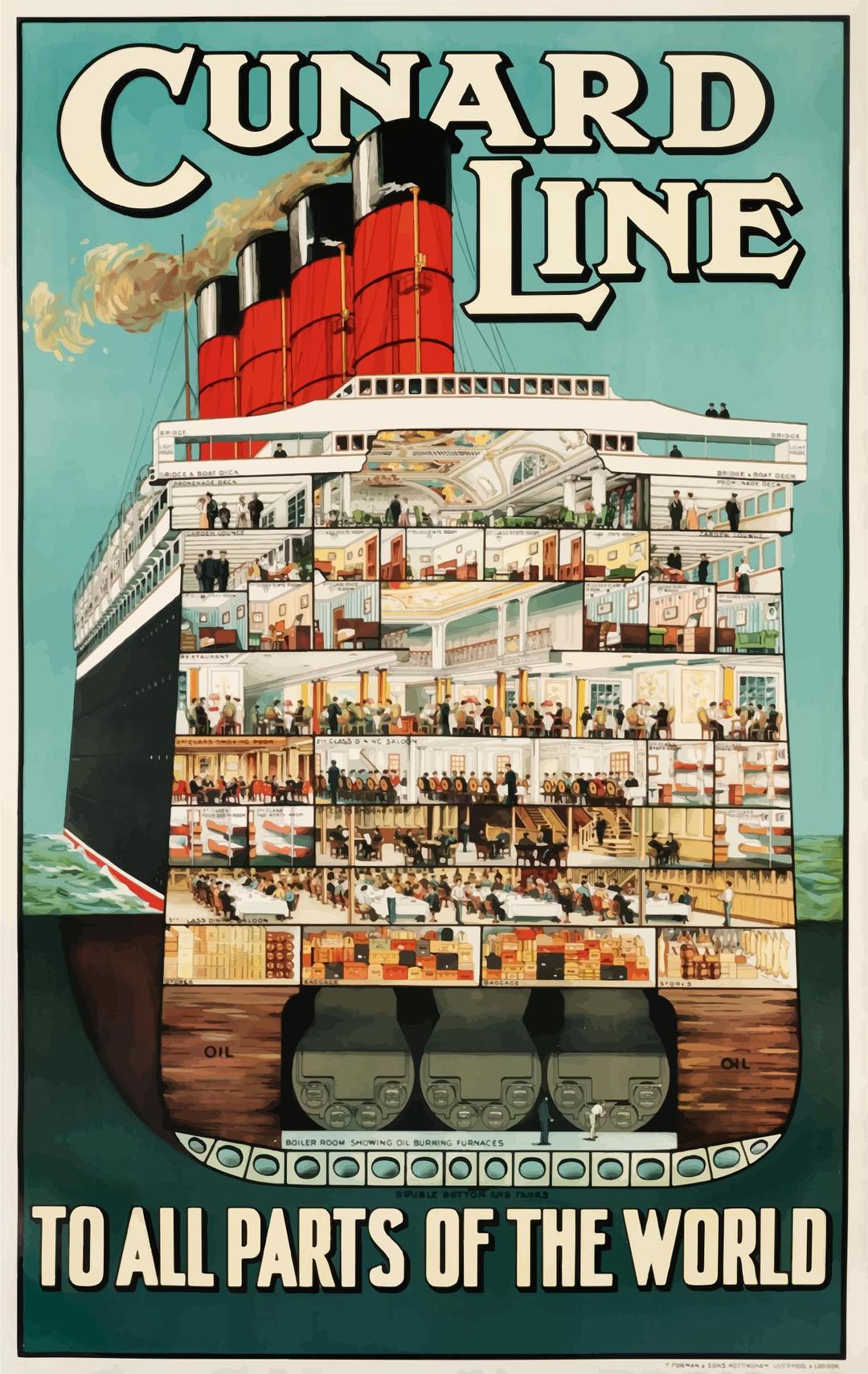 Vintage Travel Poster Cunard Line png transparent