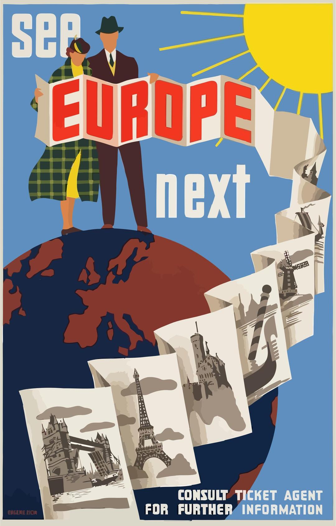 Vintage Travel Poster Europe png transparent