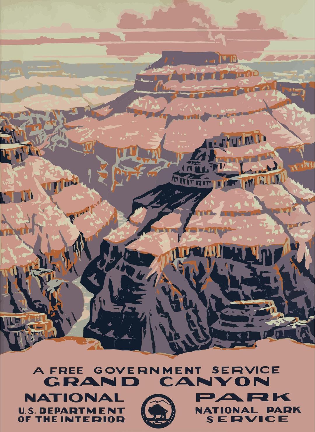 Vintage Travel Poster Grand Canyon png transparent