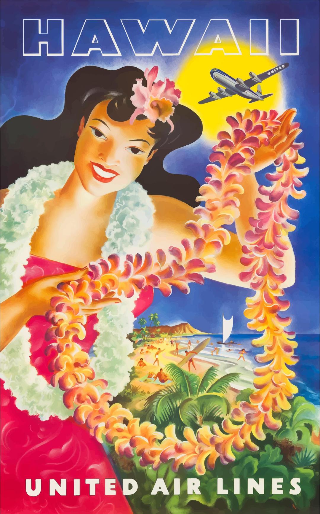 Vintage Travel Poster Hawaii 2 png transparent