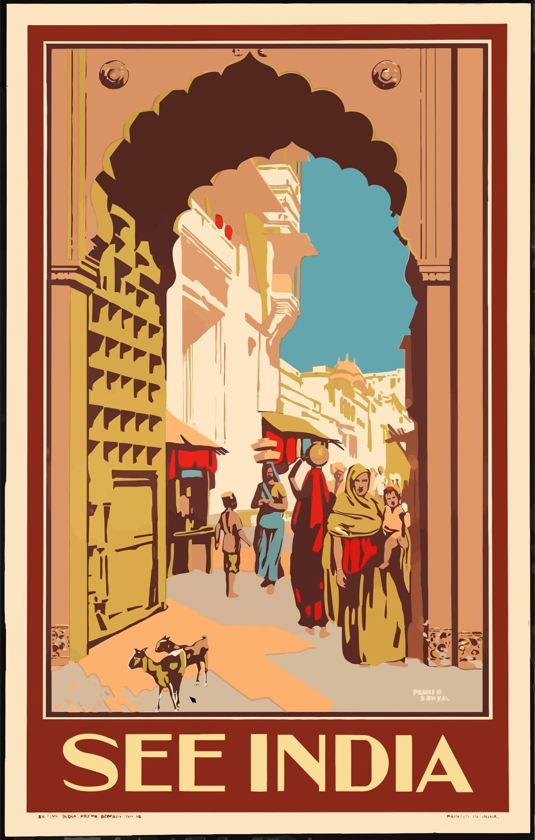 Vintage Travel Poster India 2 png transparent
