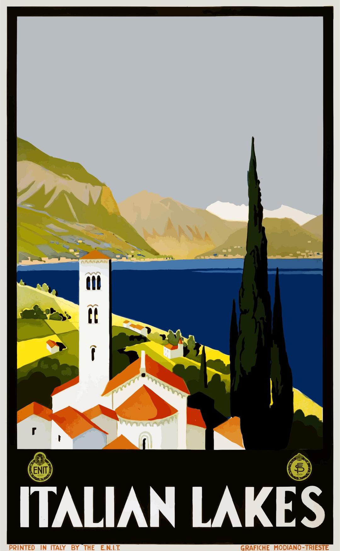 Vintage Travel Poster Italian Lakes png transparent